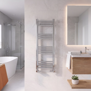 1000×300 Chrome Stratight Towel Radiator Round Bar
