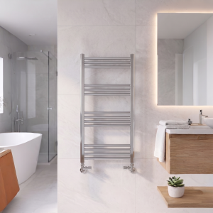 1000×500 Chrome Stratight Towel Radiator Round Bar