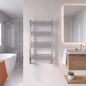 1000×600 Chrome Stratight Towel Radiator Round Bar