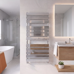 1050 x 500 Designer Vertical Flat Single Panel Chome Towel Warmer Radiator