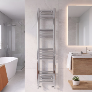 1200×300 Chrome Stratight Towel Radiator Round Bar