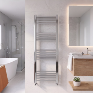 1200×400 Chrome Stratight Towel Radiator Round Bar