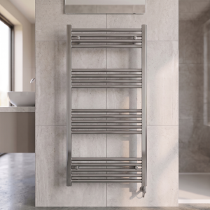 1200×600 Chrome Stratight Towel Radiator Round Bar