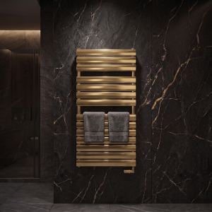 1200 x 600 Designer Vertical Flat Single Panel Gold Towel Warmer Radiator