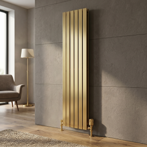 1600 x 456 Designer Vertical Flat Double Panel Gold Radiator