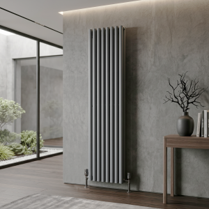 1800 x 480 Designer Vertical Oval Double Panel Anthracite Radiator