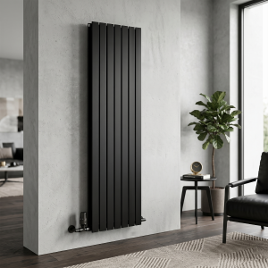 1600 x 532 Designer Vertical Flat Double Panel Black Radiator