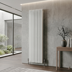 1600 x 540 Designer Vertical Oval Double Panel Gloss White Radiator