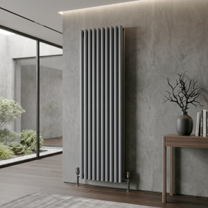 1800 x 600 Designer Vertical Oval Double Panel Anthracite Radiator