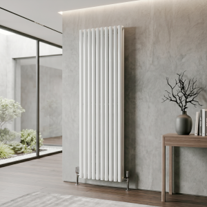 1600 x 600 Designer Vertical Oval Double Panel Gloss White Radiator
