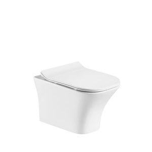 Rimless Wall Hung Square Toilet with Thin Soft Close Seat