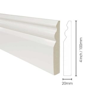 Decorwall White Plastic 4 inch Gloss Skirting Board (2.5m length)