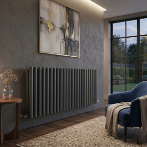 600 x 1440 Designer Horizontal Oval Double Panel Anthracite Radiator