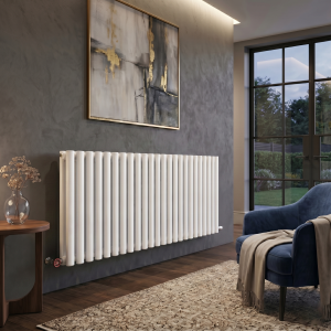 600 x 1440 Designer Horizontal Oval Double Panel White Radiator