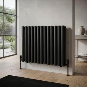 600 x 780 Designer Horizontal Oval Double Panel Black Radiator