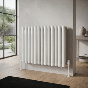 600 x 780 Designer Horizontal Oval Double Panel White Radiator