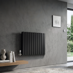 600 x 836 Designer Horizontal Flat Double Panel Black Radiator 5151 BTU