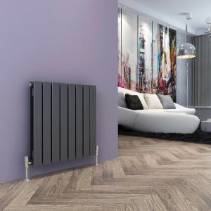 600 x 608 Designer Horizontal Flat Double Panel Anthracite Radiator 3746 BTU