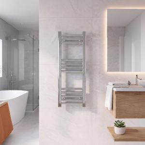 800×300 Chrome Stratight Towel Radiator Round Bar