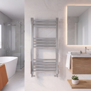 800×400 Chrome Stratight Towel Radiator Round Bar