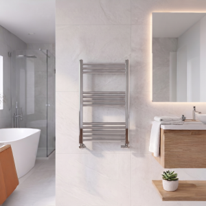 800×500 Chrome Stratight Towel Radiator Round Bar