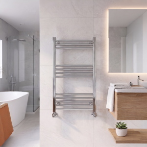 800×600 Chrome Stratight Towel Radiator Round Bar