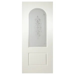 Arched Top Sandblast Floral Brocade UPVC Internal Door – Frosted Floral Arched