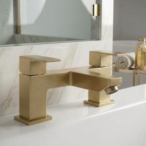 Solo Brush Brass Bath Filler Mixer Square Tap