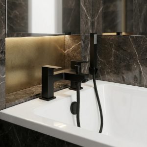 Solo Black Bath Shower Mixer Square Tap & Handset