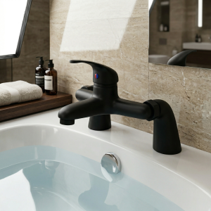Contract Modern Black Bath Filler Shower Mixer Tap with Legs