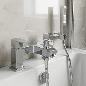 Solo Chrome Bath Shower Mixer Square Tap and Handset