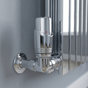 Designer Chrome Thermostatic Conner Radiator Valves with Lockshield