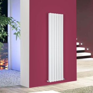 1600 x 456 Designer Vertical Flat Double Panel Gloss White Radiator