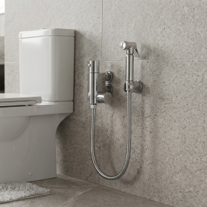 Thermostatic Round Chrome Plated Brass Bidet Douche Spray, Bidet Shattaf Spray Douche Kit with Easy Fixing Kit