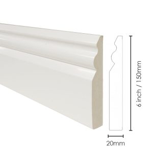 Decorwall White Plastic 6 inch Gloss Skirting Board (2.5m lengths)