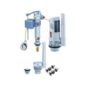 Universal Dual Flush Valve with Push Button, Bottom or Side Entry Cistern Spare Pack Complet Mechanism Kit WRAS Approved